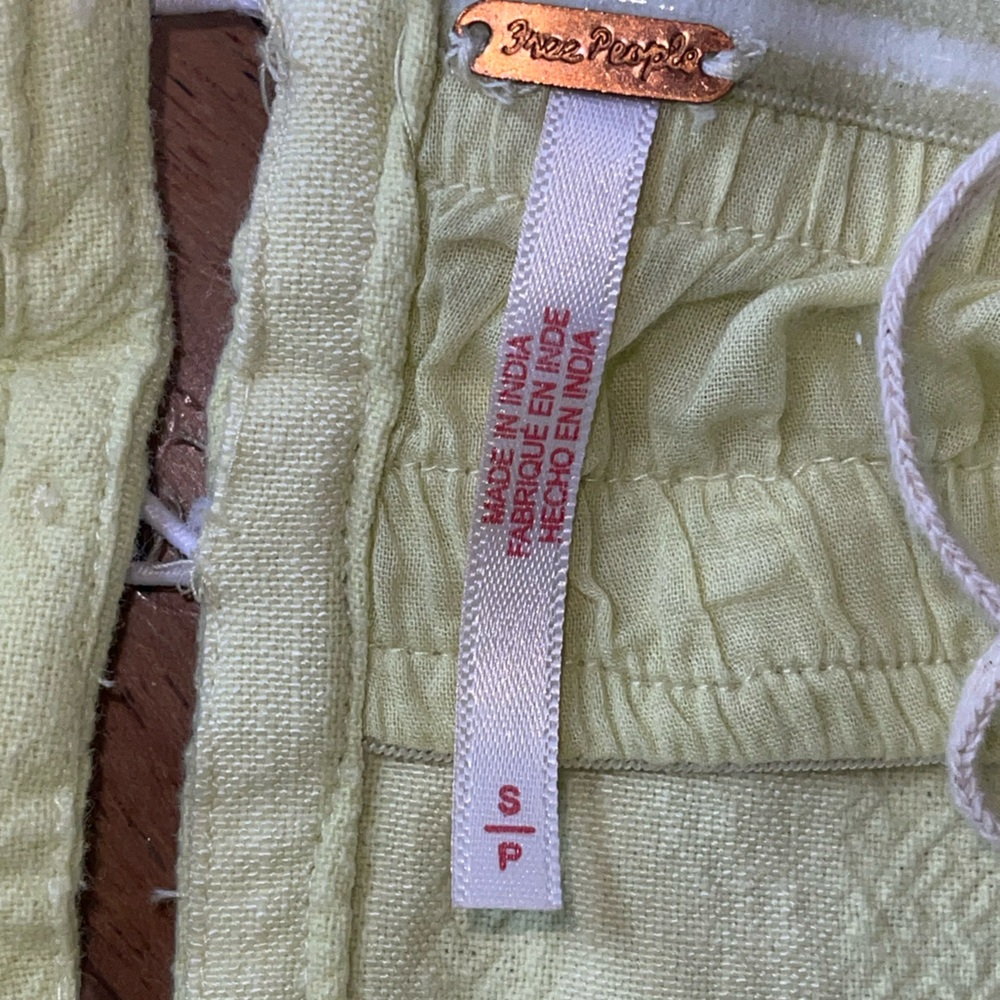 Free People All for Sun Maxi Dress Yellow Sz Small Boho Cotton Tie Strap Smocked - Picture 5 of 11